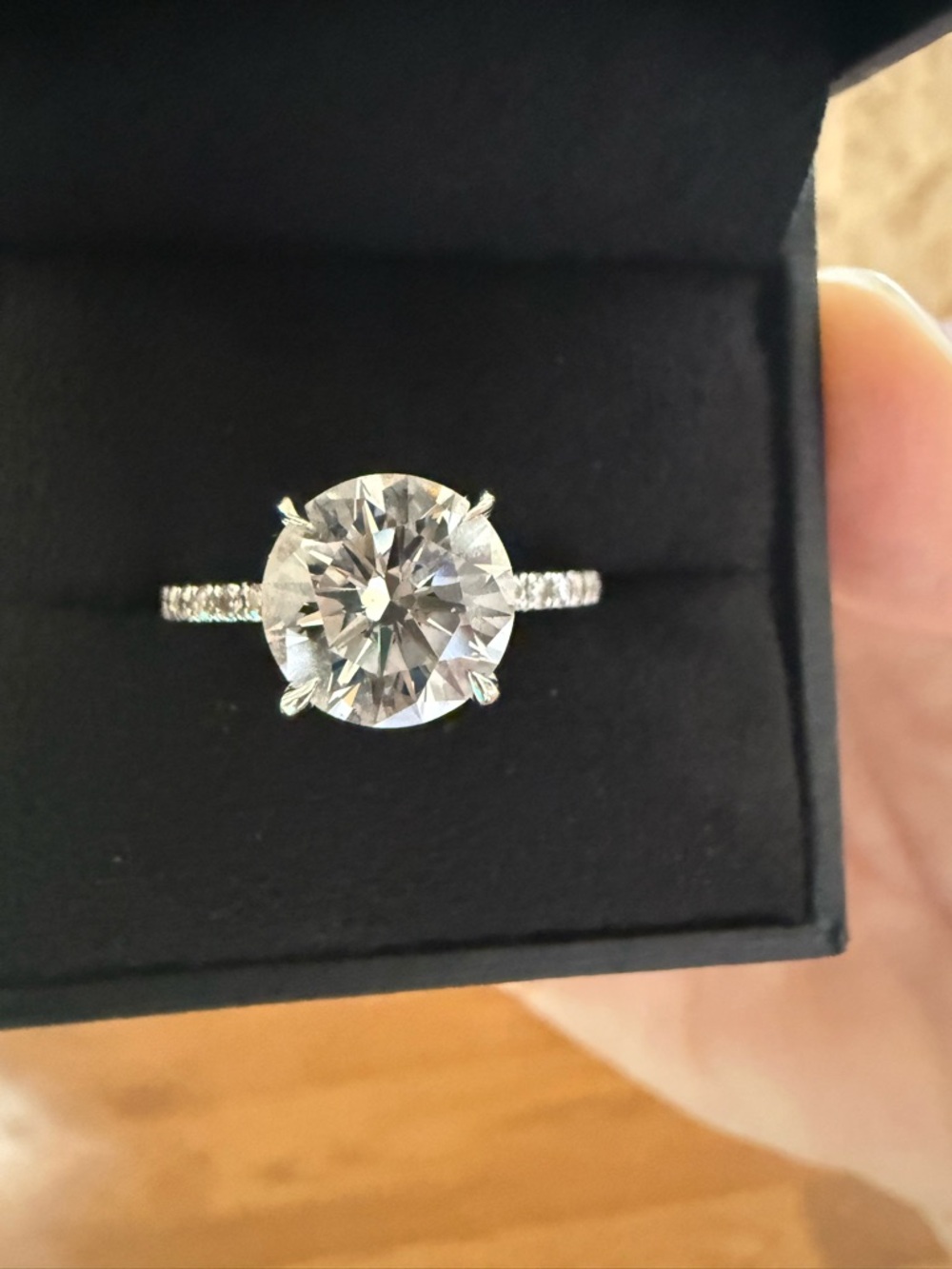 2.13 ct brilliant round near colorless lab diamond on 18k white gold ring